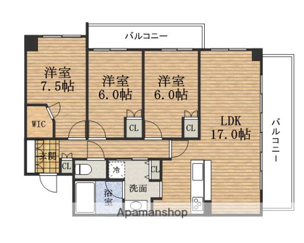 シティスパイア難波GRACE(3LDK/2階)の間取り写真
