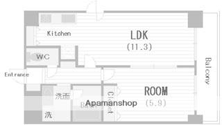 ラドゥセール中之島(1LDK/6階)の間取り写真