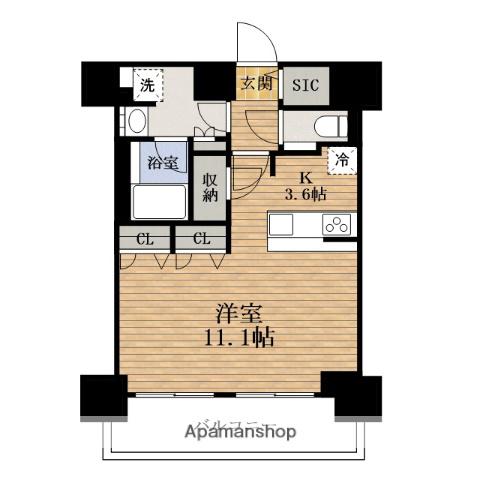 PRESSANCEタワー難波ウエスト(1K/11階)の間取り写真