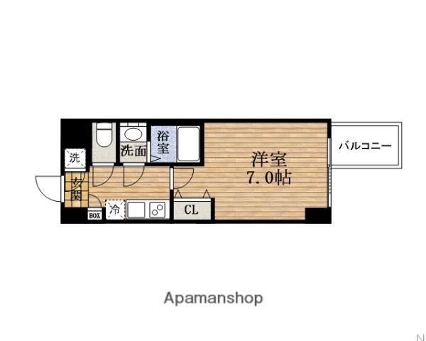 プレミアムコート谷町4丁目(1K/6階)の間取り写真