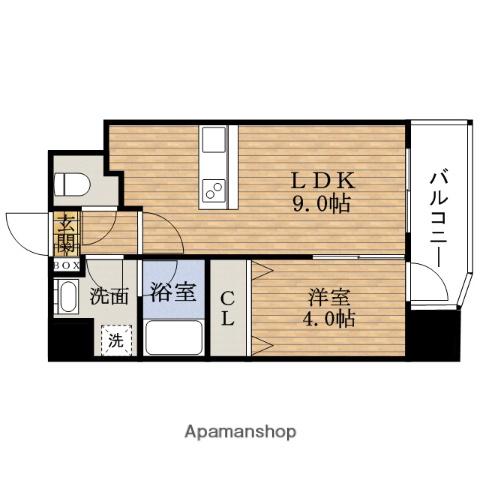 スプランディッド難波(1LDK/9階)の間取り写真