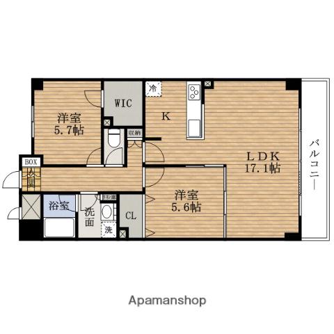RESIDIA玉造(2LDK/11階)の間取り写真