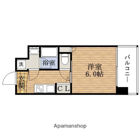 プリマヴェーラNISHISHINSAIBASHI(1K/6階)の間取り写真