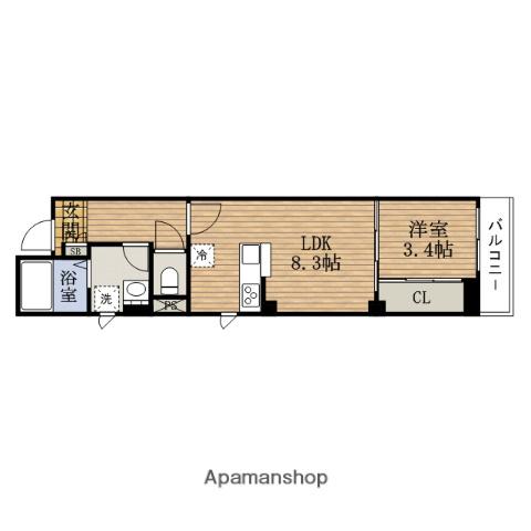 プレジールKYOMACHIBORIE(1LDK/2階)の間取り写真