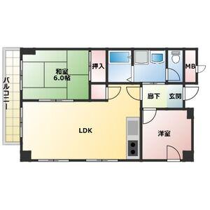 メゾン北加賀屋(2LDK/4階)の間取り写真