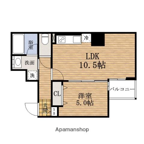 アルデールトモKITAHORIE(1LDK/6階)の間取り写真