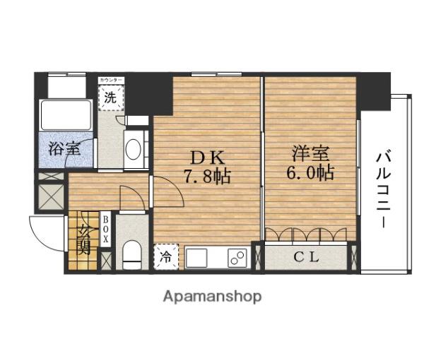 LEGAL南堀江(1DK/2階)の間取り写真