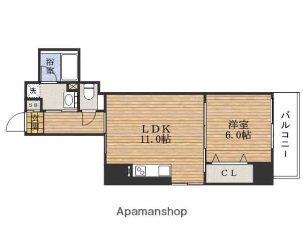 ディオスカーボナンバ(1LDK/9階)の間取り写真