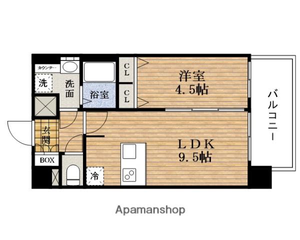 PRESSANCE京町堀ノース(1LDK/14階)の間取り写真