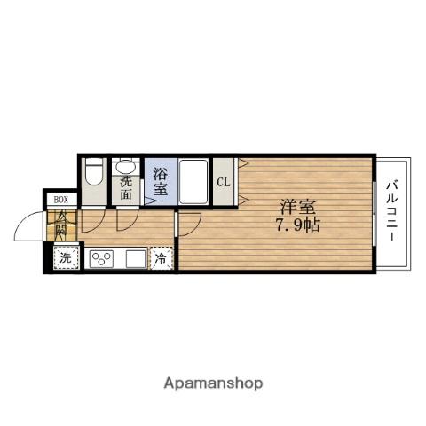 シャルマンフジAWAZAイースト(1K/7階)の間取り写真