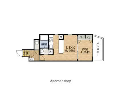 ラクラス江戸堀(1LDK/15階)の間取り写真