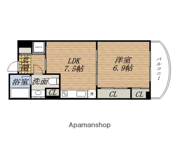 ドゥーエ難波南(1LDK/5階)の間取り写真