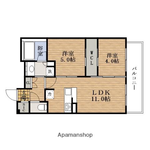 SERENITE心斎橋グランデ(2LDK/14階)の間取り写真