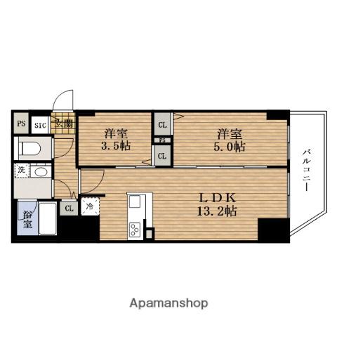 PRESSANCE阿波座駅前(2LDK/13階)の間取り写真