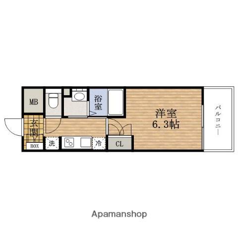 クレストコート靭公園(1K/13階)の間取り写真