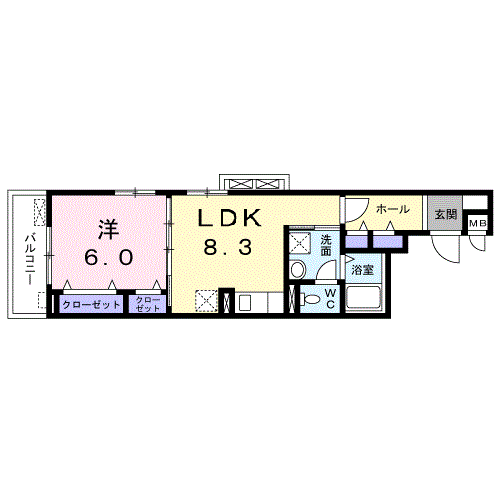 ウィン あんりゅう(1LDK/2階)の間取り写真