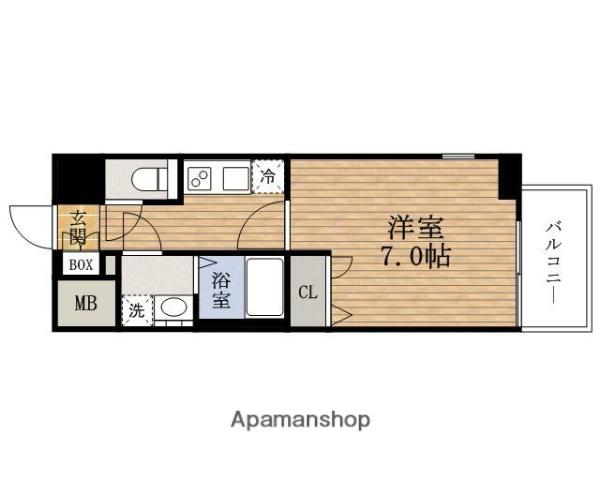 ファーストフィオーレ難波南パークサイド(1K/6階)の間取り写真