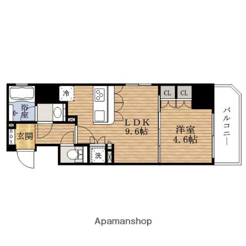 LEGAL南船場Ⅲ(1LDK/9階)の間取り写真