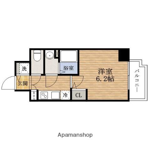 エスリード難波ザ・ゲート(1K/4階)の間取り写真