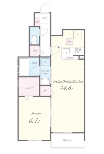 アーサー住之江(1LDK/1階)の間取り写真