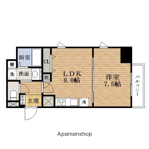 プランドール北浜(1LDK/3階)の間取り写真