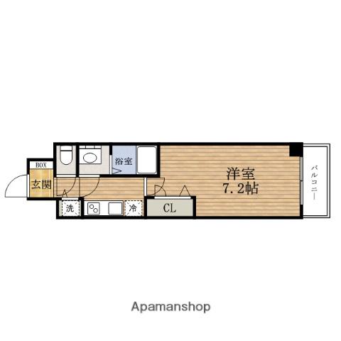 プランドール北浜(1K/3階)の間取り写真
