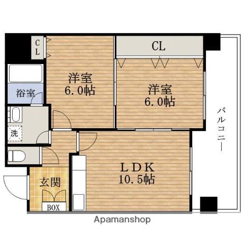 ウィステリア谷町(2LDK/9階)の間取り写真