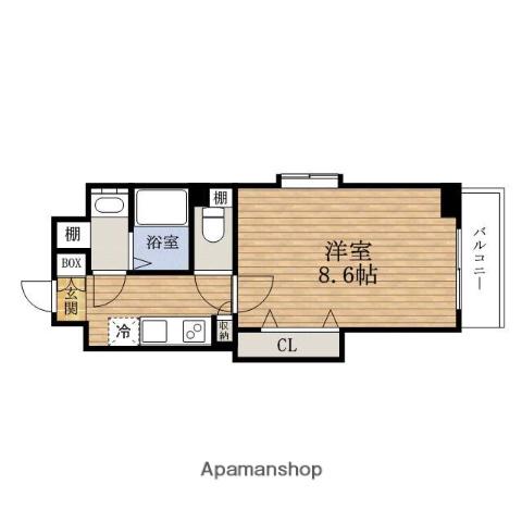 ラムール谷町(1K/6階)の間取り写真