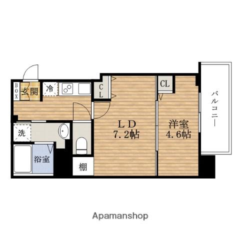 VILLASERENO玉造本町(1LDK/4階)の間取り写真