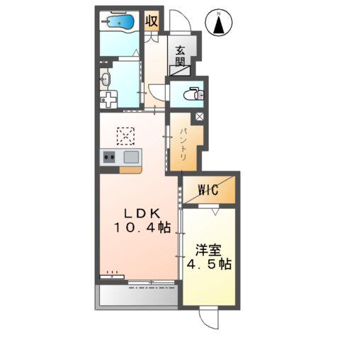 CREST(1LDK/1階)の間取り写真