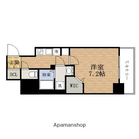ラドゥセールTANIMACHI(1K/13階)の間取り写真