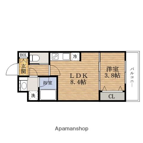 スプランディッド難波サウス(1LDK/4階)の間取り写真