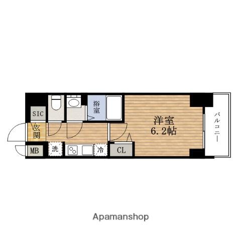 プレサンス堺筋本町ディスティニー(1K/3階)の間取り写真