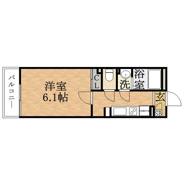 レオネクストラ メイジュ天神橋(1K/1階)の間取り写真