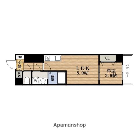 シティパルクレスト谷町(1LDK/3階)の間取り写真
