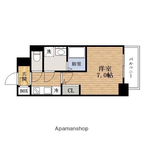 アドバンス上町台シュタット(1K/8階)の間取り写真