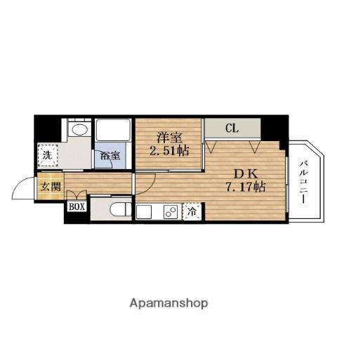 SEASONFLATS新町(1DK/9階)の間取り写真