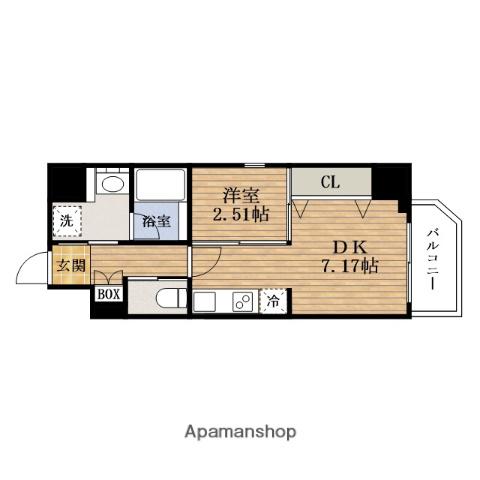 SEASONFLATS新町(1DK/6階)の間取り写真