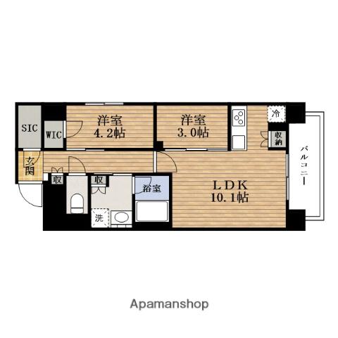 リンクハウス難波元町(2LDK/2階)の間取り写真