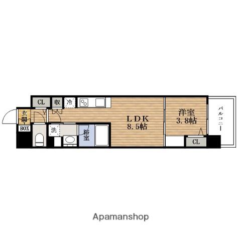 URBANEX心斎橋イースト(1LDK/13階)の間取り写真