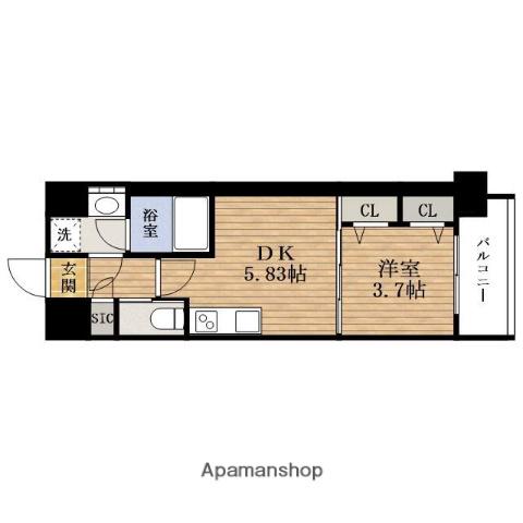 プレジオ難波(1DK/10階)の間取り写真