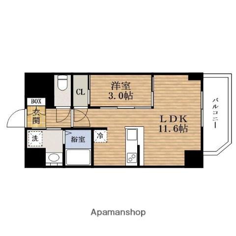 ラ・ピシーヌMINAMIHORIE(1LDK/11階)の間取り写真