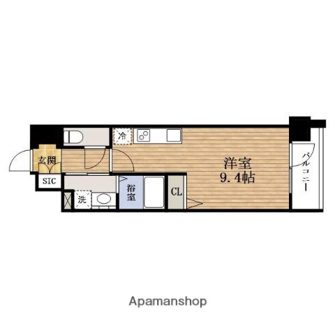 MELDIA CREST NAMBA SOL TERRACE(1K/14階)の間取り写真