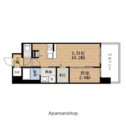 リヴェント難波サウス(1LDK/2階)の間取り写真