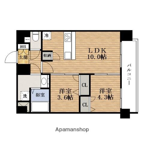 PRESSANCE四天王寺前夕陽ヶ丘凛宮(2LDK/11階)の間取り写真