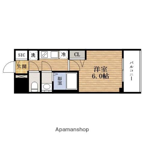 PRESSANCE四天王寺前夕陽ヶ丘凛宮(1K/9階)の間取り写真