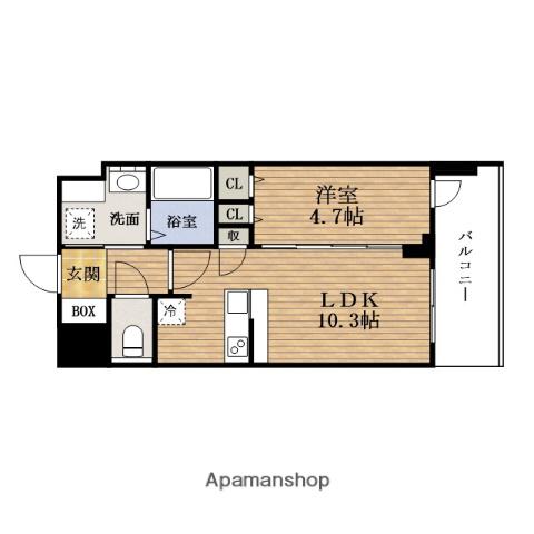 スプランディッドNAMBAキャトル(1LDK/4階)の間取り写真