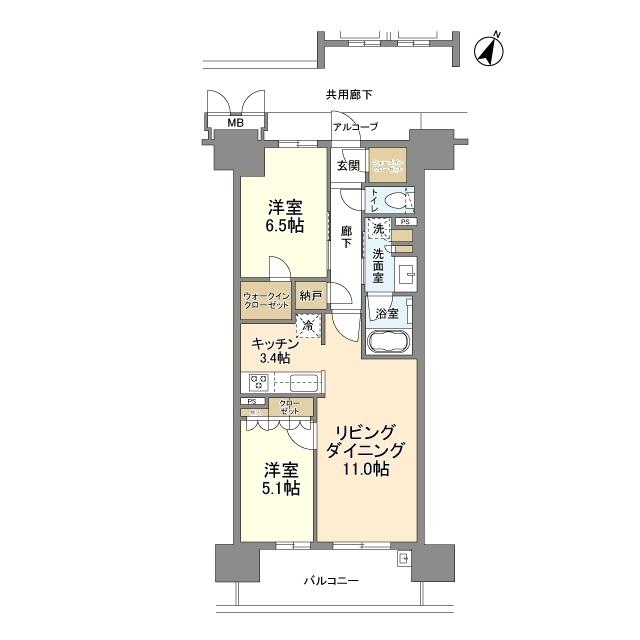 大阪ベイレジデンス(2LDK/3階)の間取り写真