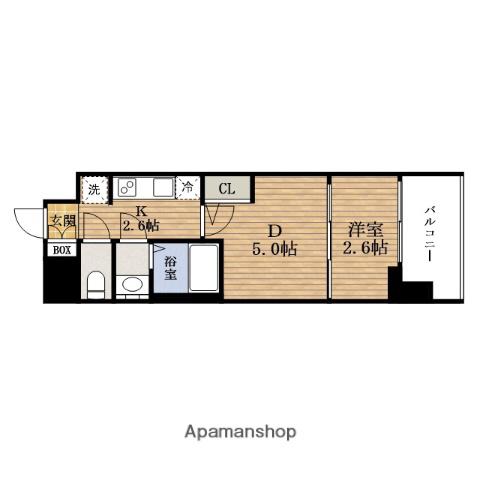 セレニテNAMBAグランデノール(1DK/2階)の間取り写真