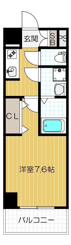 パークナードフィット美章園(1K/4階)の間取り写真